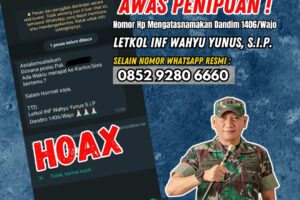 “Waspada! Penipuan Mengatasnamakan Dandim 1406 Wajo Kembali Marak”