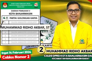 Muhammad Ridho Akbar, ST Bacaleg Dapil Banjarmasin Barat