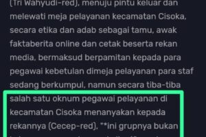 Miris !! wartawan dapat intimidasi dan di ancam “gulung” oleh oknum staf kecamatan Cisoka,