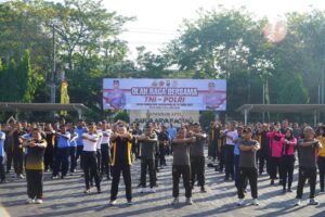 Sinergitas Tanpa Batas, Polres Pasuruan Menggelar Olahraga Bersama TNI-POLRI