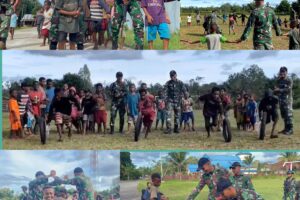 Keakraban Satgas Yonif 125/SMB Bermain Bersama Anak Anak Distrik Assue
