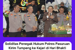 Soliditas Penegak Hukum Polres Pasuruan Kirim Tumpeng ke Kejari di Hari Bhakti Adhyaksa ke-64