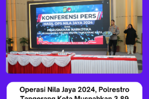 Operasi Nila Jaya 2024, Polrestro Tangerang Kota Musnahkan 3,89 Kg BB Sabu dan Ribuan Pil Exstasi