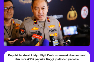 Kapolri Mutasi 157 Pati dan Pamen Polri, Enam Kapolda Berganti