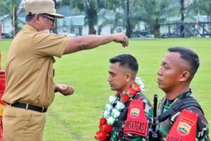 Plt Bupati Simalungun Sambut Pimpin Upcara Penyambutan Satgas Pamtas Yonif 122/TS Usai Bertugas di Papua