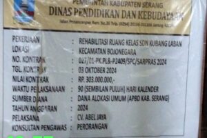 Diduga Ugal Ugalan Pekerjaan Rehabilitasi Ruang , Kelas SD Kubang Laban pergunakan Besi Cor Tidak Sesuai Spek.