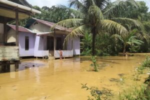 Kondisi Banjir Akibat Curah Hujan Yang Tinggi, Sungai Mensade Meluap
