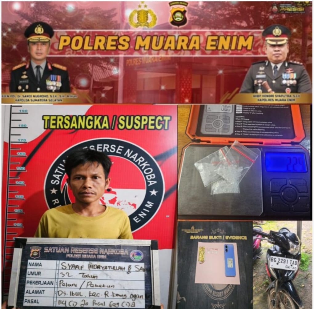 Polres Muara Enim Tangkap Pengedar Sabu Lintas Kabupaten dalam 1 Jam