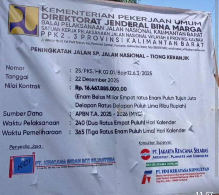 Semoga Pembangunan Jalan SP-Nasional-Tiong Keranjik Mampu Bertahan dan Awet.