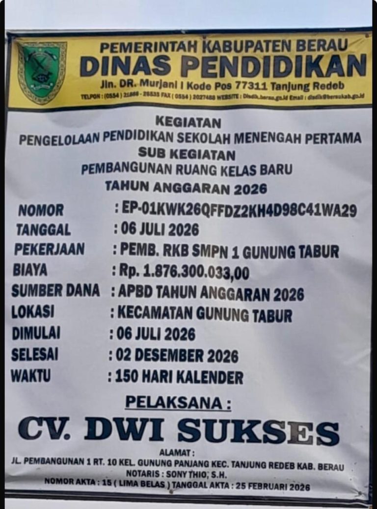 Dugaan Material Ilegal di Proyek SMP Gunung Tabur, Regulasi Pengadaan Dipertanyakan