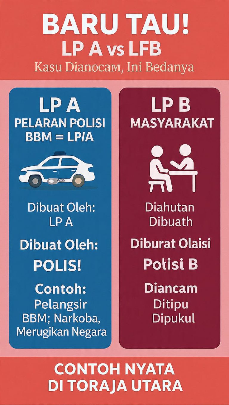 Edukasi Hukum: Begini Cara Membedakan Laporan Polisi Model A dan Model B. Contoh Nyata dari Toraja Utara