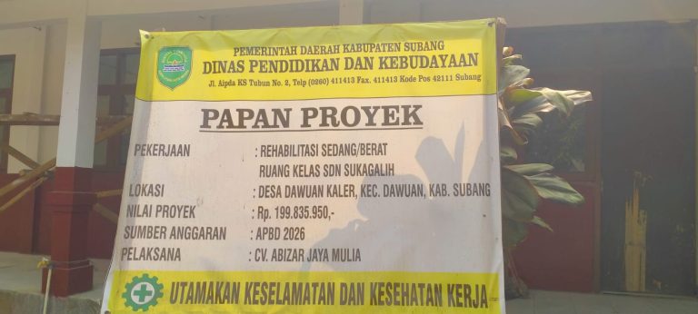Tanpa Informasi Waktu Kerja, Papan Proyek Rehabilitasi SDN Sukagalih Subang Dipertanyakan Warga
