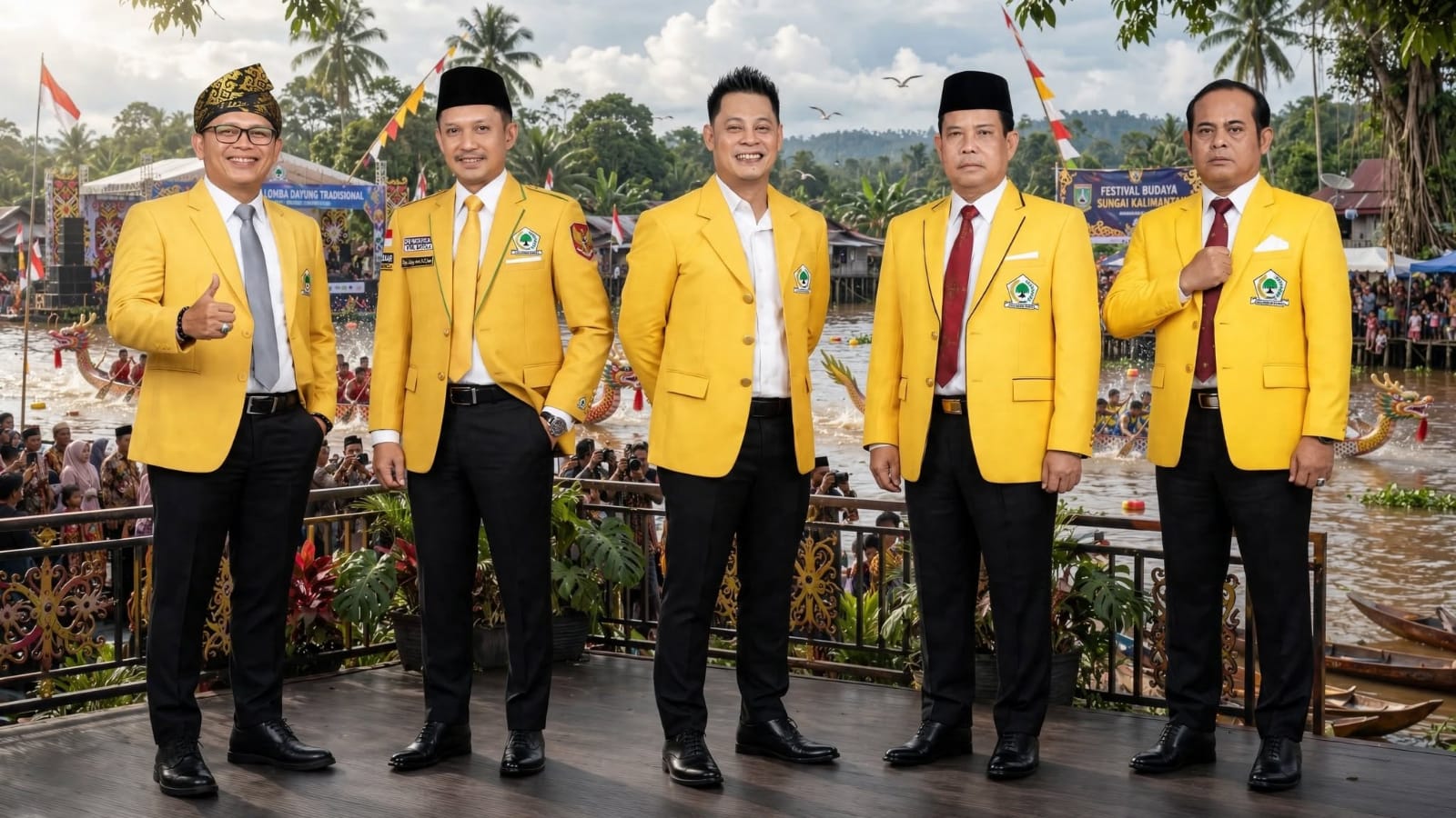 Semarak HUT Golkar ke-62, PK Golkar Alalak Gelar Lomba Dayung Perahu Tradisional Piala Bergilir se-Kalsel