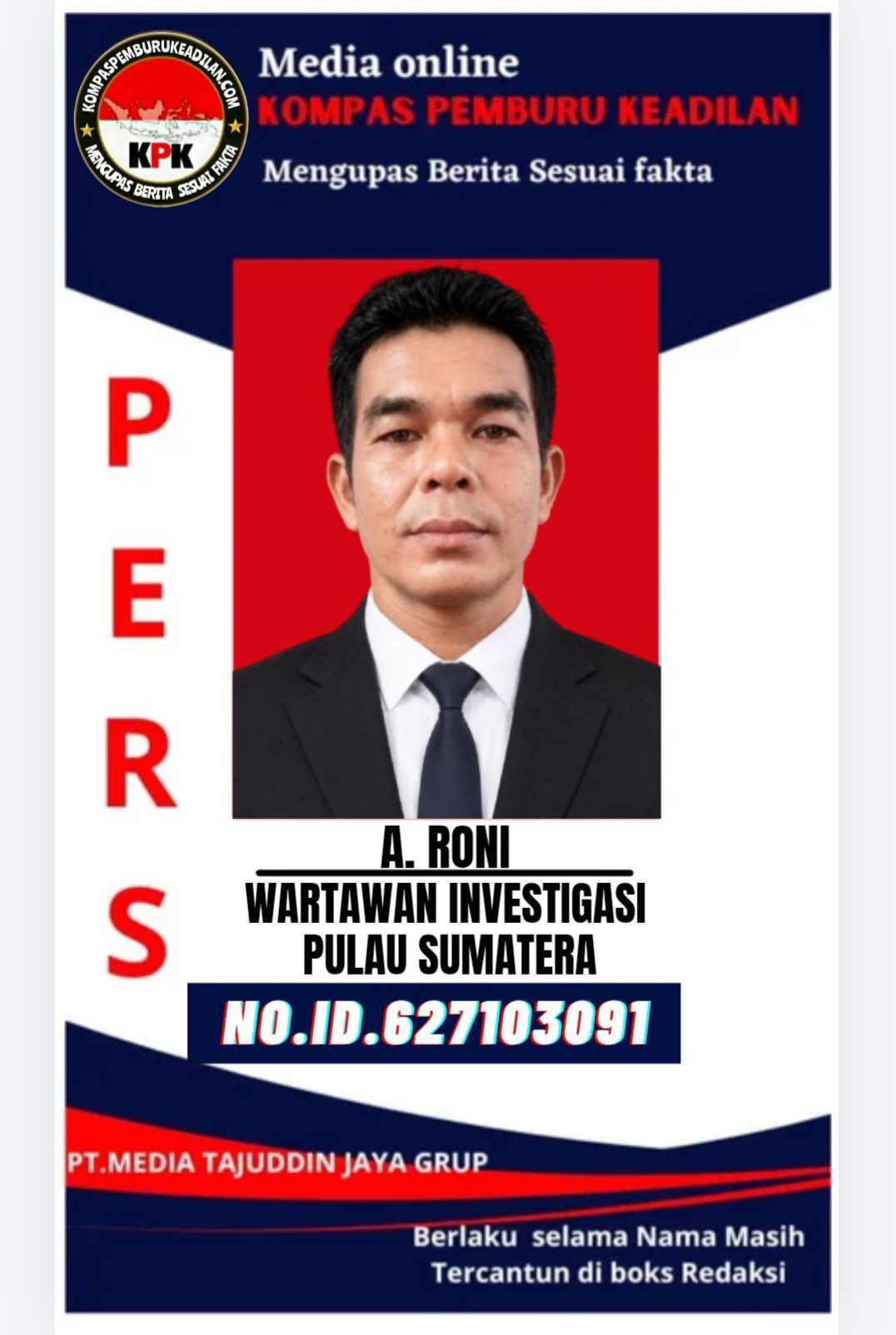STOP PRESS! A. Roni Resmi Diberhentikan Tidak dengan Hormat sebagai Wartawan Investigasi Pulau Sumatera Media Kompas Pemburu Keadilan, Berlaku 1 November 2026